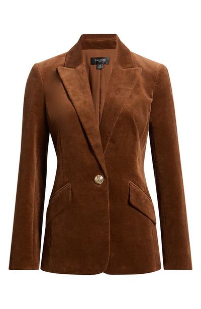 Tahari ASL Tahari ASL One-Button Corduroy Jacket
