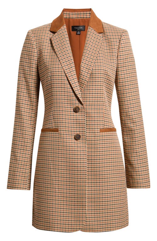 Tahari ASL Tahari ASL Plaid Topper with Faux Suede Trim