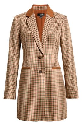 Tahari ASL Tahari ASL Plaid Topper with Faux Suede Trim