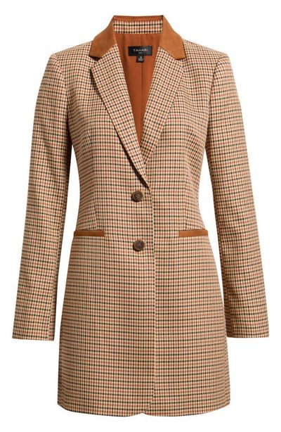 Tahari ASL Tahari ASL Plaid Topper with Faux Suede Trim