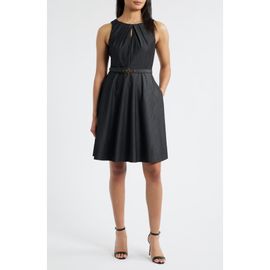 Tahari ASL Tahari ASL Pleat Belted Fit & Flare Dress