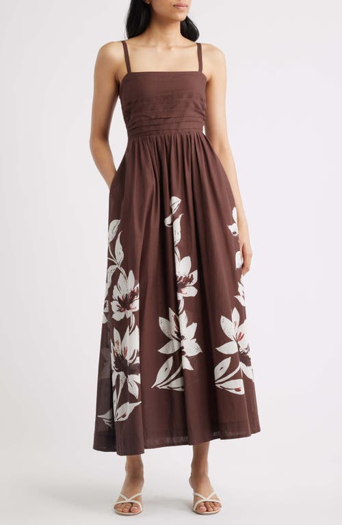 Tahari ASL Tahari ASL Pleated Bodice Floral Print Maxi Dress