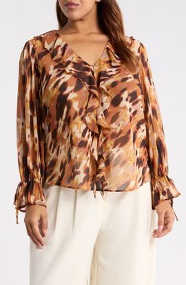 Tahari ASL Tahari ASL Print Ruffle Top