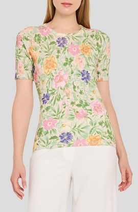 Tahari ASL Tahari ASL Print Short Sleeve Sweater