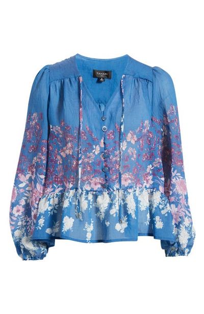 Tahari ASL Tahari ASL Printed Ruffle Hem Top