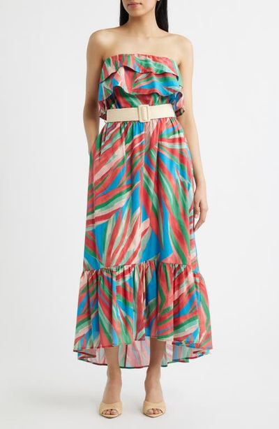 Tahari ASL Tahari ASL Ruffle Belted Strapless Maxi Dress