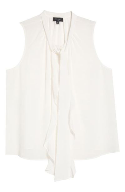 Tahari ASL Tahari ASL Ruffle Tie Sleeveless Chiffon Top