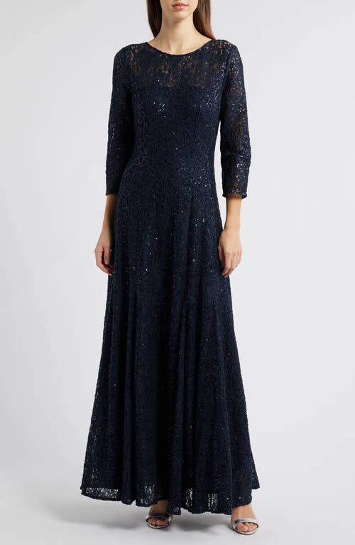Tahari ASL Tahari ASL Sequin Lace A-Line Gown