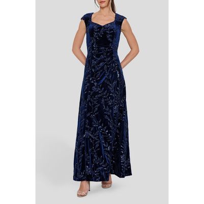 Tahari ASL Tahari ASL Sequin Velvet Gown
