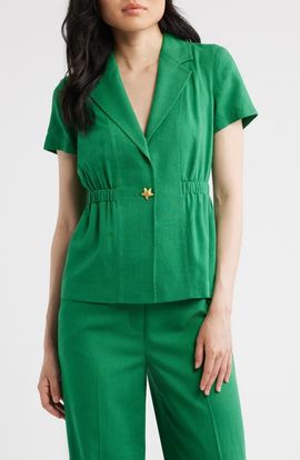 Tahari ASL Tahari ASL Short Sleeve One-Button Jacket