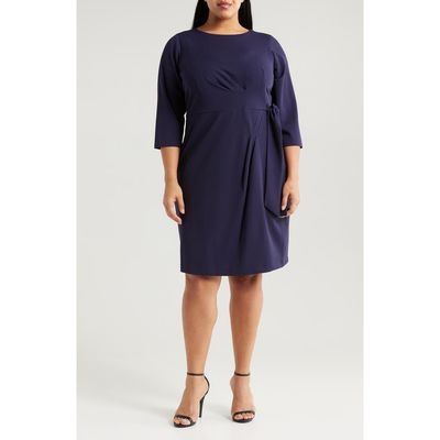 Tahari ASL Tahari ASL Side Tie Faux Wrap Sheath Dress