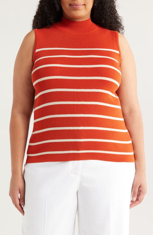 Tahari ASL Tahari ASL Stripe Sleeveless Mock Neck Sweater