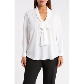 Tahari ASL Tahari ASL Tie Neck Long Sleeve Shirt