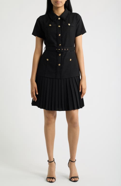 Tahari Tahari Mixed Media Shirtdress