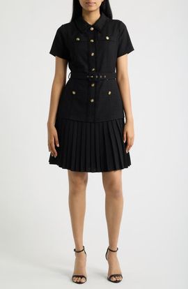 Tahari Tahari Mixed Media Shirtdress