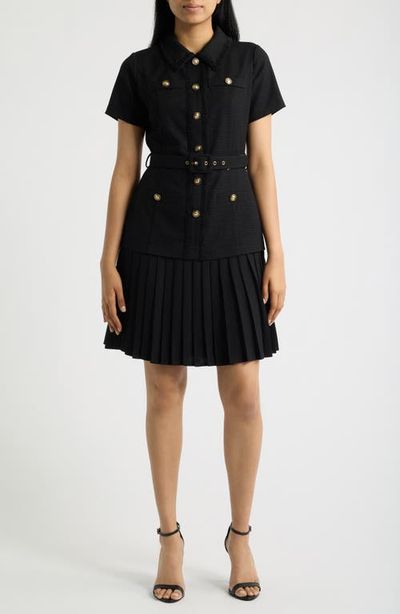Tahari Tahari Mixed Media Shirtdress