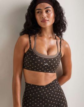 Tala TALA DayFlex double layer sports bra in brown polka dots