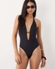 Tala Tala halter tie back swimsuit in shadow black - 1
