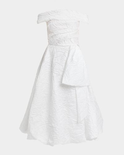 Talbot Runhof Cordero Off-the-Shoulder Floral Jacquard Midi Dress