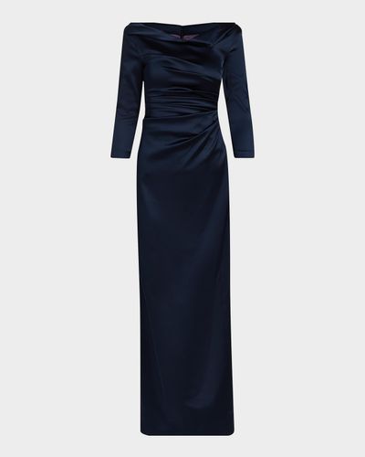 Talbot Runhof Gathered Satin Gown