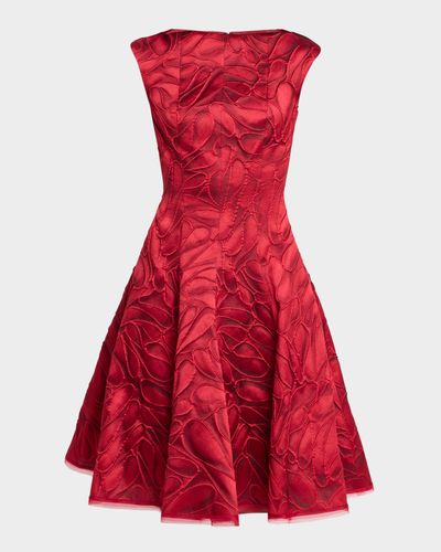 Talbot Runhof - Honeydrop Jacquard Knee-Length Fit & Flare Dress Talbot Runhof - Honeydrop Jacquard Knee-Length Fit & Flare Dress