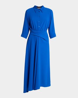 Talbot Runhof Honneur Crepe Midi Shirtdress