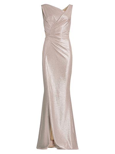 Talbot Runhof Women's Asymmetrical Metallic Gown