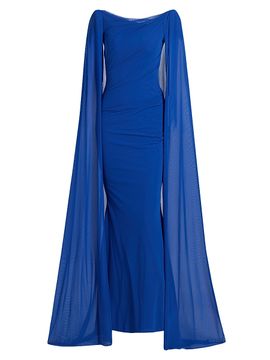 Talbot Runhof Women's Chiffon Cape-Sleeve Sheath Gown
