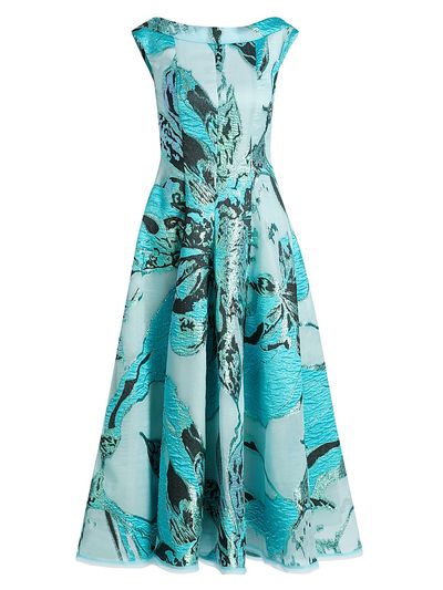 Talbot Runhof Women's Floral Jacquard Tea-Length Dress