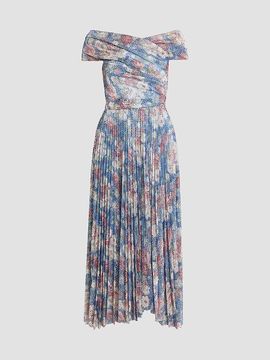 Talbot Runhof Women's Floral Metallic Voile Cocktail Dress