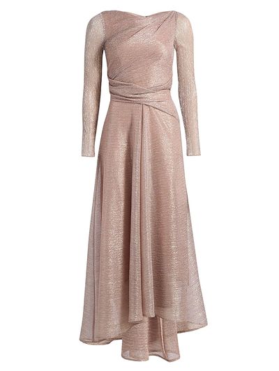 Talbot Runhof Women's Metallic Voile Boatneck Gown