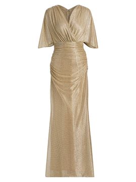 Talbot Runhof Women's Metallic Voile Capelet Mermaid Gown