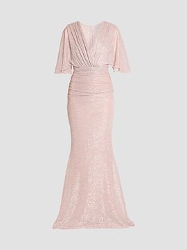 Talbot Runhof Women's Metallic Voile Gathered Gown