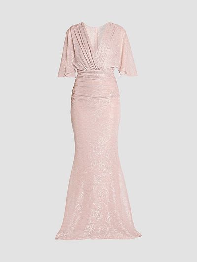 Talbot Runhof Women's Metallic Voile Gathered Gown