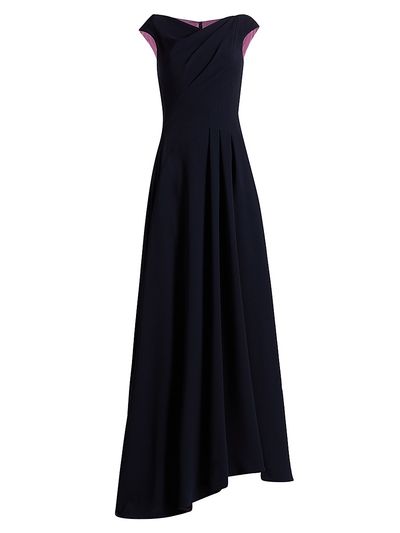 Talbot Runhof Women's Pleated Cap-Sleeve A-Line Gown