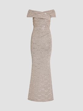 Talbot Runhof Women's Sequin Jersey Off-the-Shoulder Gown