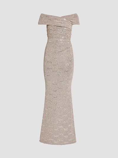 Talbot Runhof Women's Sequin Jersey Off-the-Shoulder Gown