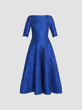 Talbot Runhof Women's Textured Jacquard Boatneck Cocktail Dress