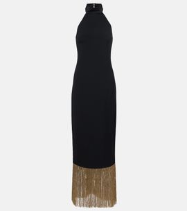 Taller Marmo Taller Marmo Berlin fringed crêpe cady maxi dress