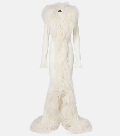 Taller Marmo Taller Marmo Bridal Hollywood feather-trimmed gown