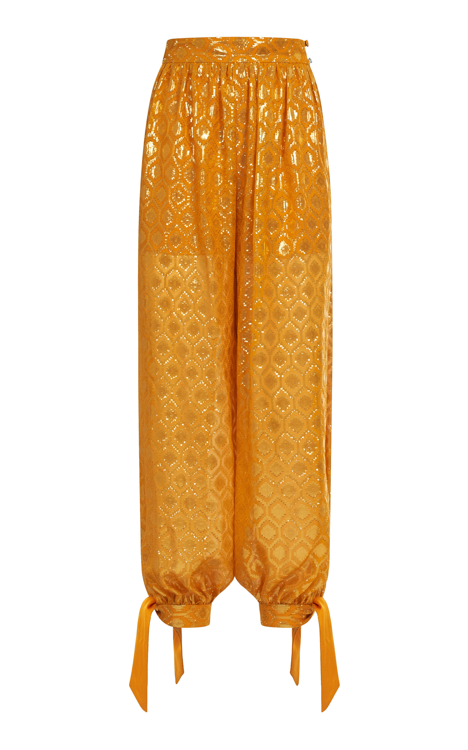 Taller Marmo Taller Marmo Giuni Metallic Printed SilkBlend Pants Orange IT 38