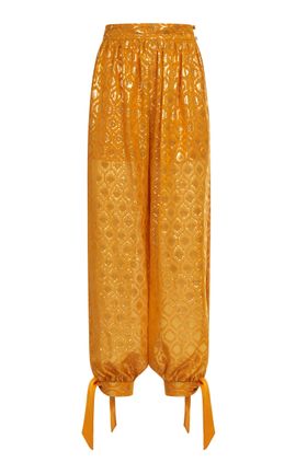 Taller Marmo Taller Marmo Giuni Metallic Printed SilkBlend Pants Orange IT 38