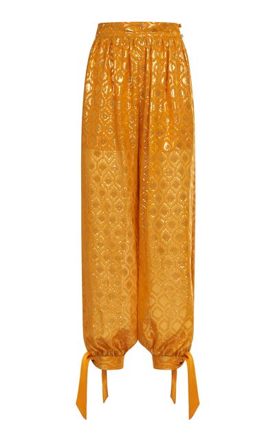 Taller Marmo Taller Marmo Giuni Metallic Printed SilkBlend Pants Orange IT 38