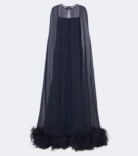 Taller Marmo Taller Marmo Grace caped silk creponne gown