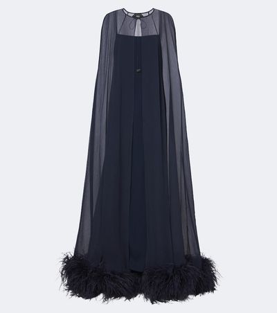 Taller Marmo Taller Marmo Grace caped silk creponne gown
