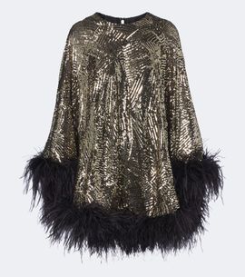 Taller Marmo Taller Marmo Vegas Disco feather-trimmed minidress