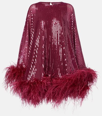 Taller Marmo Taller Marmo Vegas sequined feather-trimmed chiffon kaftan