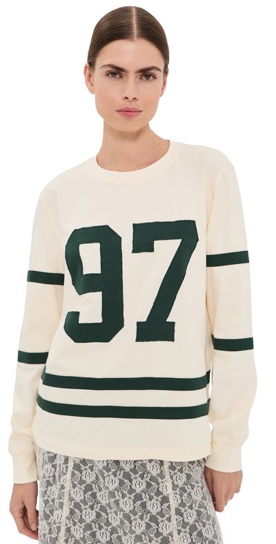 Tanner Fletcher Tanner Fletcher Flynn "97" Varsity Long Sleeve Tee Ivory/Green