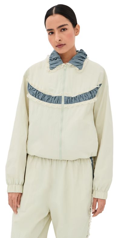 Tanner Fletcher Tanner Fletcher Kennedy Ruched Stripe Track Jacket Ivory/Blue