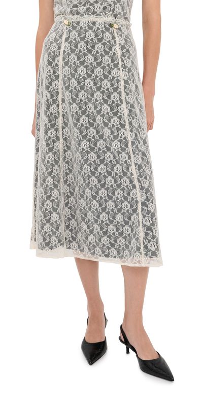 Tanner Fletcher Tanner Fletcher Wilma Lace Layer Midi Skirt Ivory/Black
